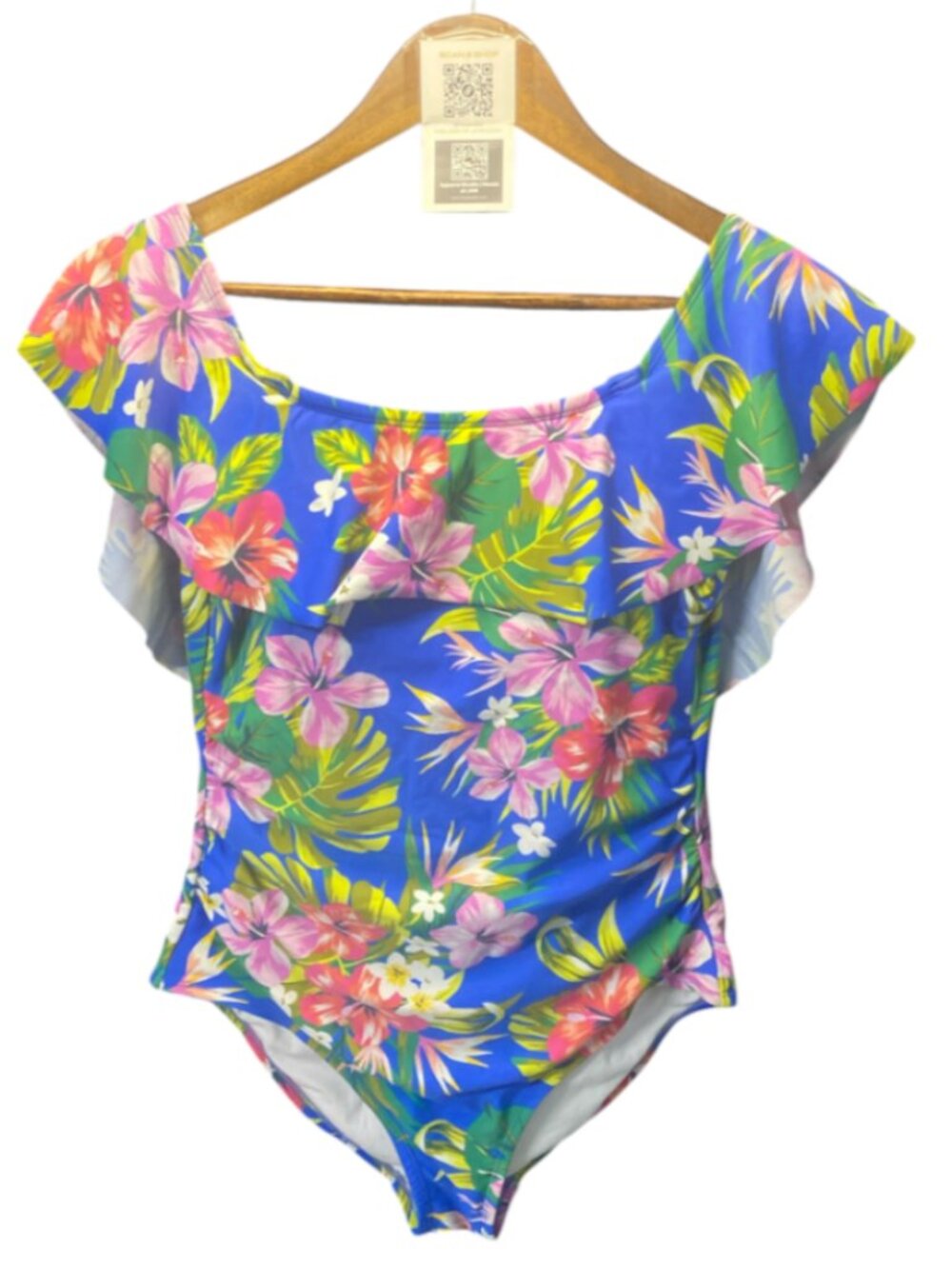 Kona Sol one piece off shoulder ruffle swimwear size M